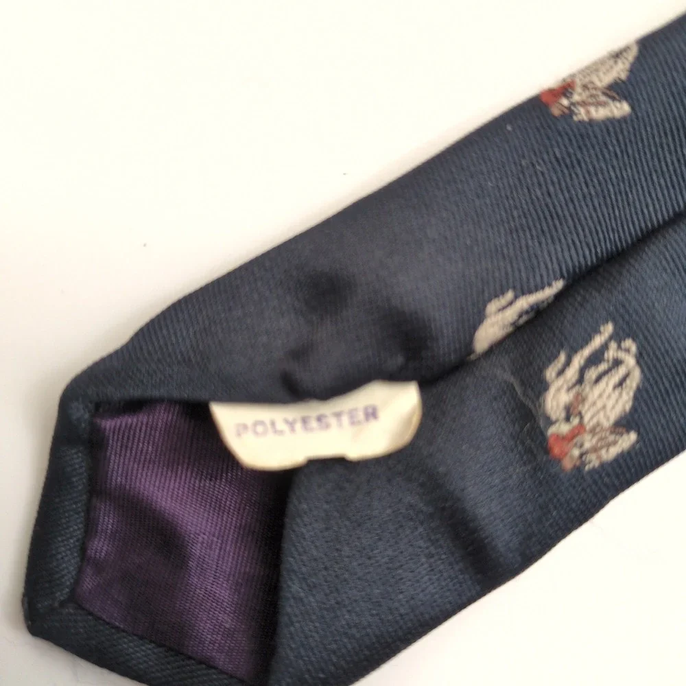 Vtg Horse & Rider Racing Neck Tie Navy Blue Equestrian Gallery Collection